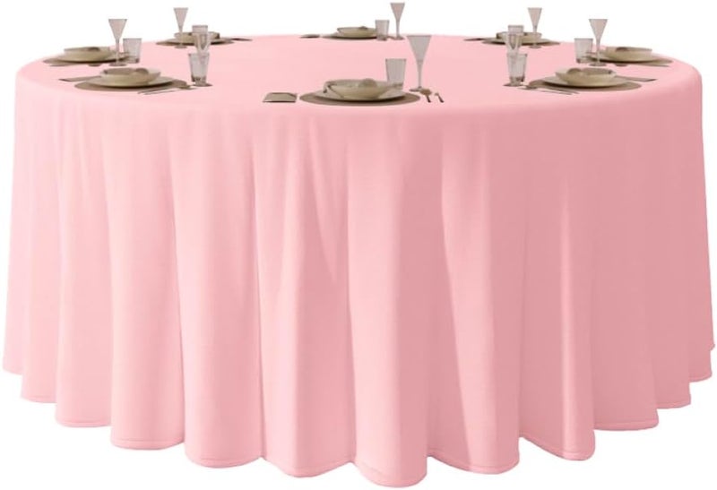 Urby Round Tablecloth for 5–6 FT Round Folding Table for 6–8 Guests, Mantel Redondo para Mesa de 6 Sillas, Ideal for Party, Wedding, Banquet and Events, 121.3 inches, Light Pink - Image 1