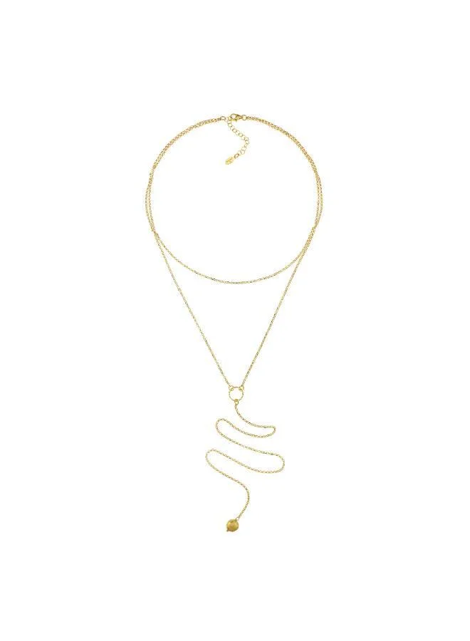جواندلينا Silver Yellow Gold Plated Necklace with Semi Precious Stones: Silver Gold Plated