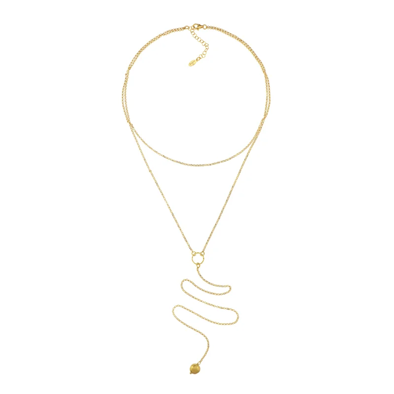 Guendalina Silver Yellow Gold Plated Necklace with Semi Precious Stones: Silver Gold Plated