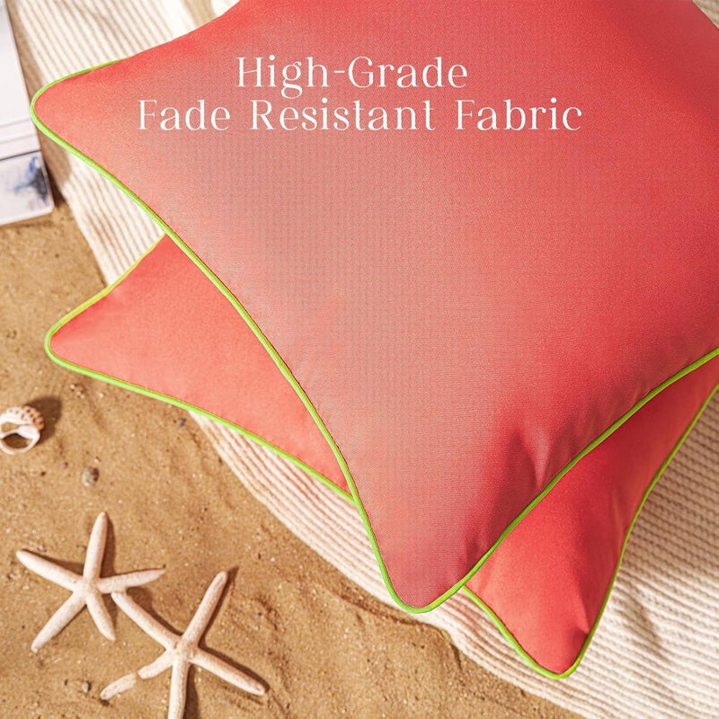 Phantoscope Pack of 2 Outdoor Waterproof Throw Pillow Covers with Contrast Piping, Decorative Square Cushion Case Patio Pillows for Couch Tent Sunbrella, Rose Pink 18x18 inches - Image 5
