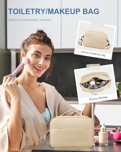 BAGAIL Travel Duffel Bag, Weekender Bags for Women, Overnight Gym Carry On Tote Bag with Wet Pocket, Hospital Mom Bag for Labor and Delivery - Extra Large Set, Beige - Image 5