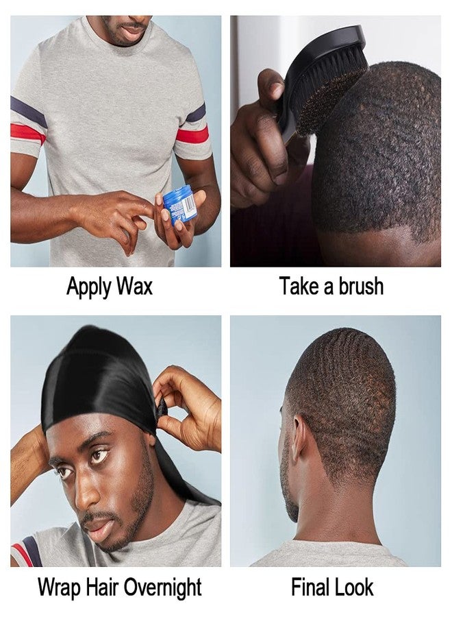 Heniho 4+2 Silky Durags with Wave Brush for Men 360, Curved Medium/Hard Hair Brush Kits,B - Image 5
