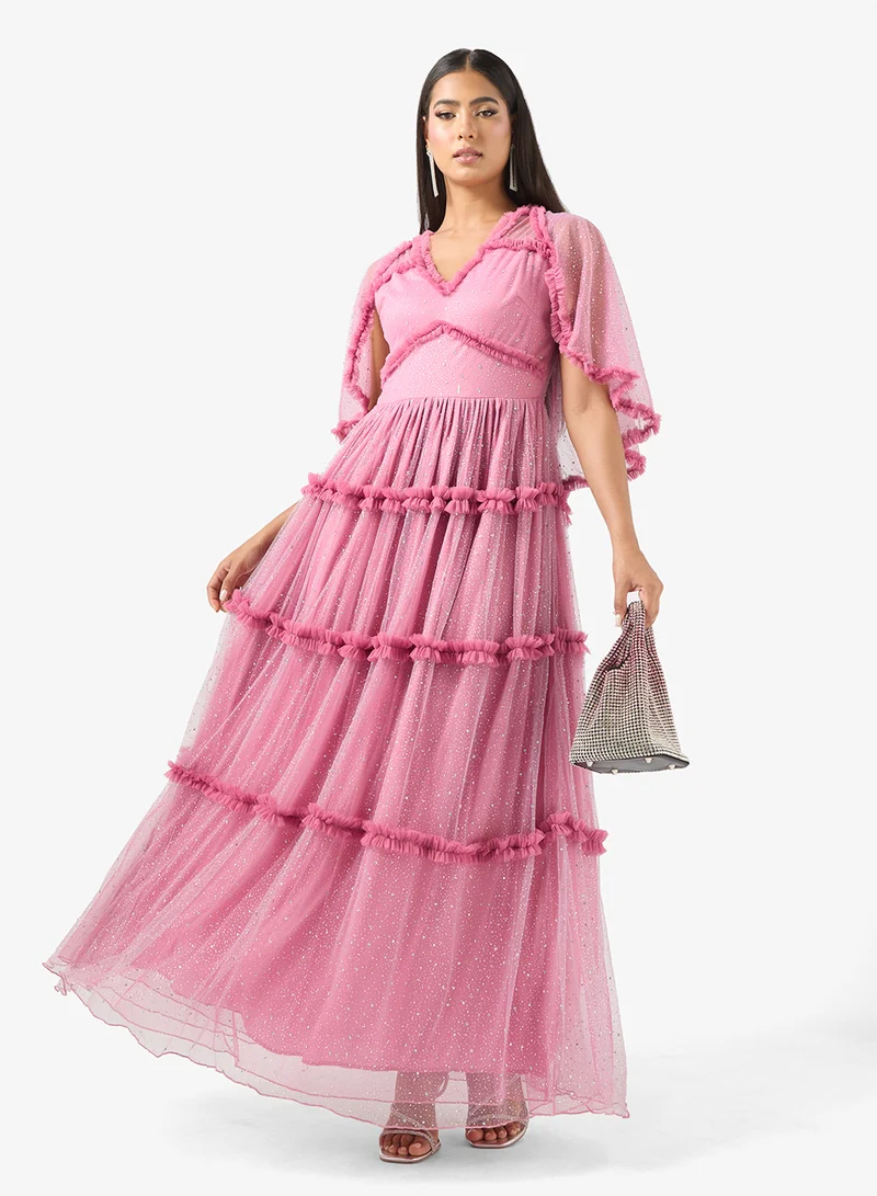 Golden Apple Tiered Ruffle Gown