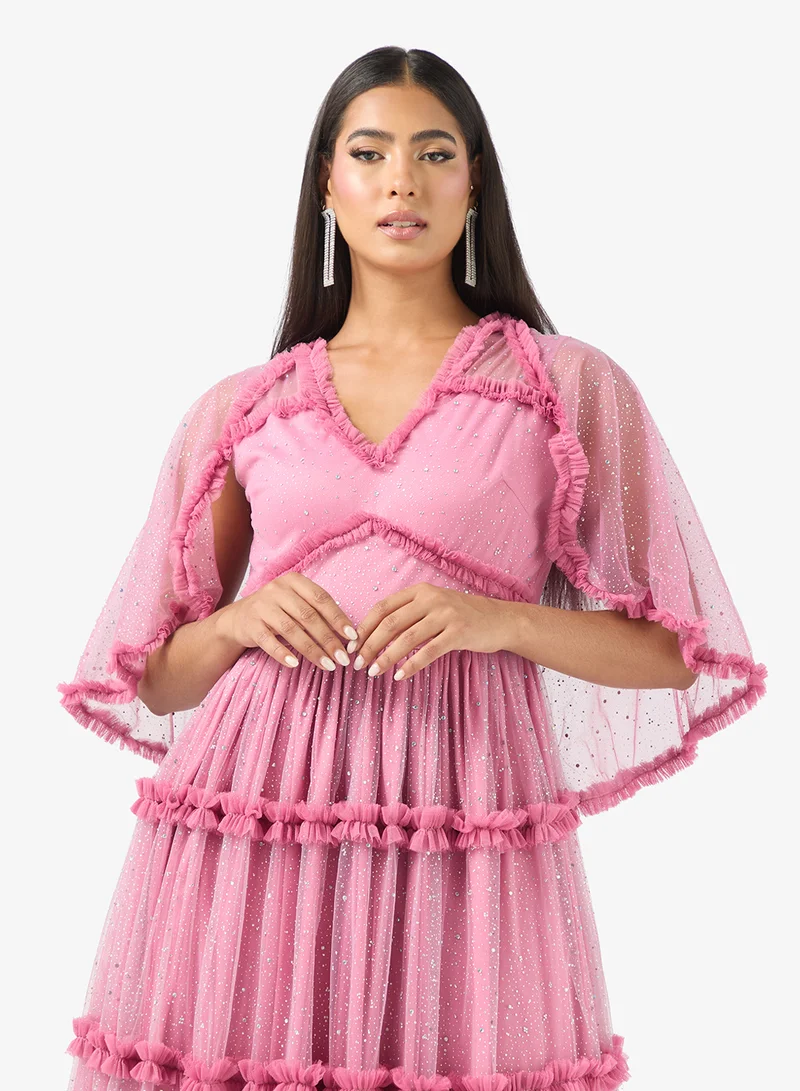 Golden Apple Tiered Ruffle Gown