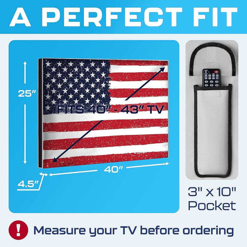 Garnetics Outdoor TV Cover 43 Inch – Waterproof, Weatherproof TV Enclosures with Smart Shield Screen Protectors, Ideal for Outdoor Use, Moving, and Storage - US Flag - Image 2