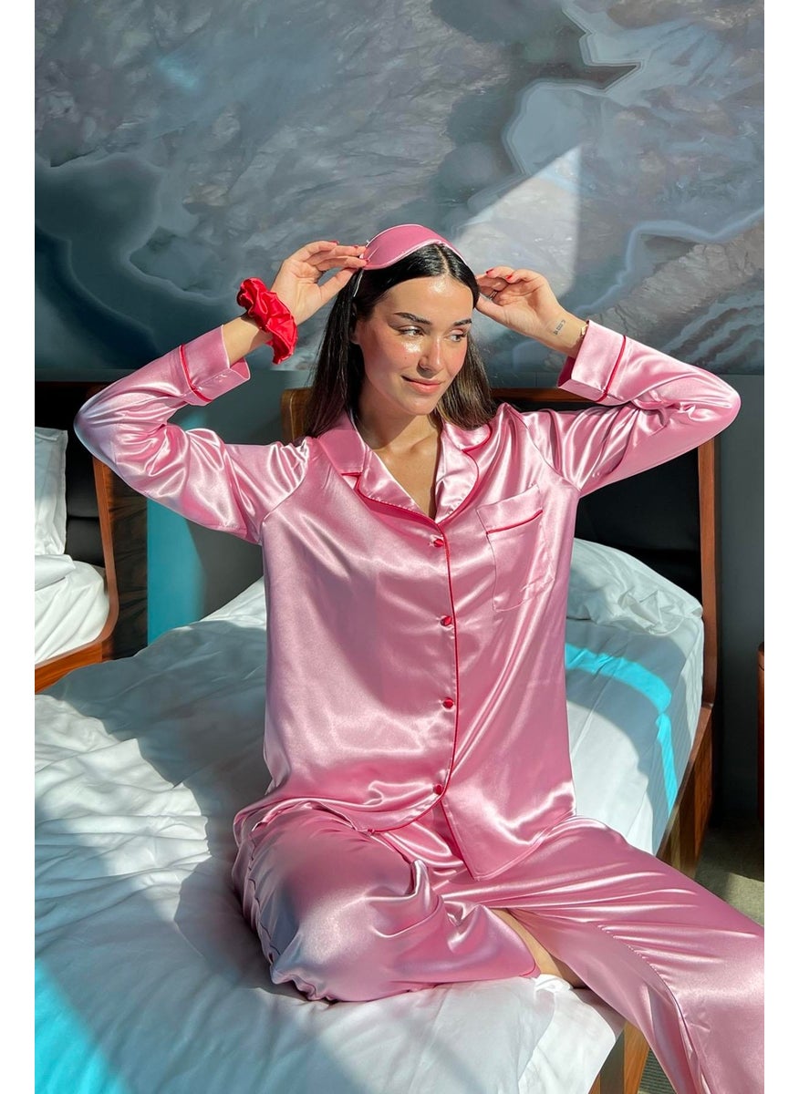 5-Piece Pink Satin Pajama Set with Bustier and Piping - pzsku/Z6B9942980EF8383070A7Z/45/_/1728046765/504a1c73-78e2-4c9b-8257-f29e2f1ff4ce