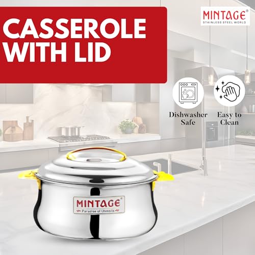 Mintage Casserole with lid 2200 ML | Roti Hot Case | Hot Case Stainless Steel | Dolphin Hot Case Hot Pot, Food Grade | Casserole Rice-Gravy-Curry, Silver Hot Box with Steel Lid Serving Bowl - Image 5
