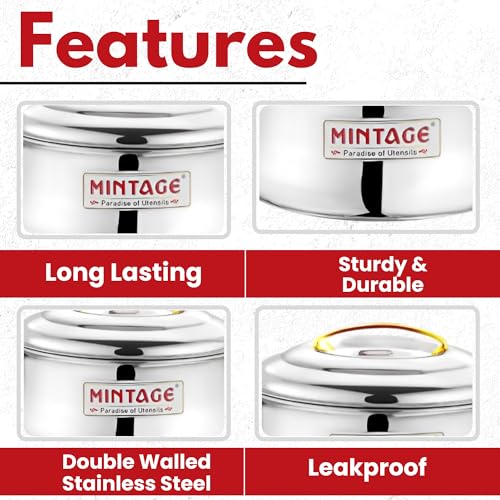 Mintage Casserole with lid 2200 ML | Roti Hot Case | Hot Case Stainless Steel | Dolphin Hot Case Hot Pot, Food Grade | Casserole Rice-Gravy-Curry, Silver Hot Box with Steel Lid Serving Bowl - Image 4