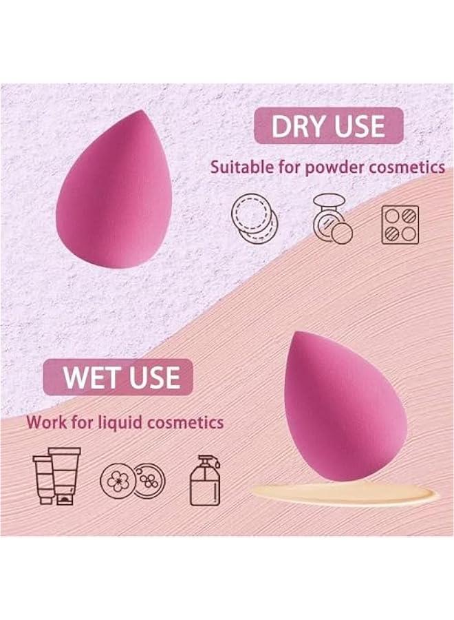 4 Beauty Blender Dry and Wet Use Makeup Sponge Set Foundation Blending Sponge for Foundation Concealer Powder Cream Liquid Makeup Soft and Reusable Pink. - Image 2