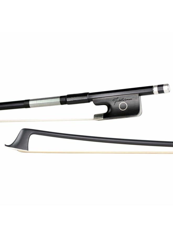 Fiddlerman Black Carbon Fiber Cello Bow Powder Coated Copper Mounted Ebony Frog Hand Made With Unbleached Siberian Horse Hair 4/4 - Image 1