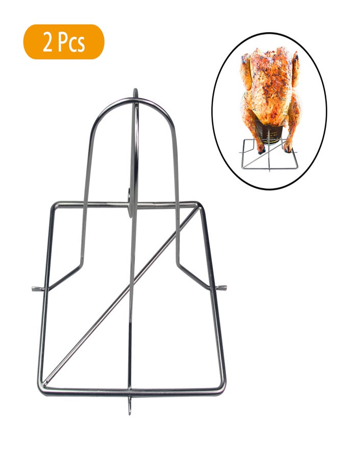 Stainless Steel Beer can Chicken Rack Holder Beer Chicken Roaster for Grill Oven or Smoker 2PCS - Image 1