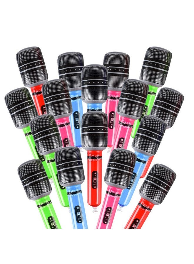 JOLLYSTYLE 24Pcs Inflatable Microphones For 80S 90S Party Favors Decorations 80S 90S Party Decorations Supplies Plastic Toy Microphone Prop For Adult - Image 1