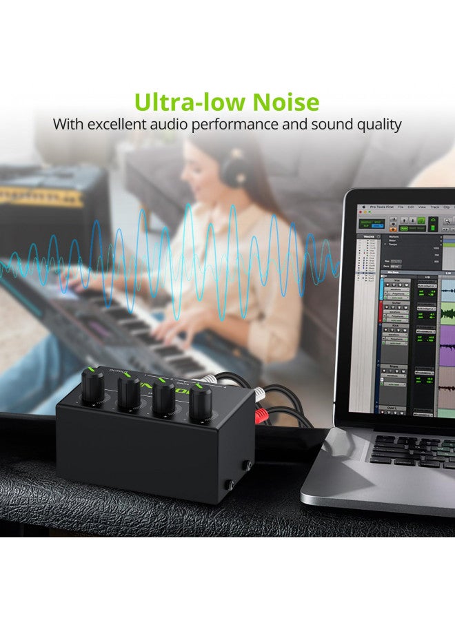 LiNKFOR 4 Channel Stereo Audio Mixer CX400 Metal Shell Support RCA Input and Output Mini Passive Stereo Mixer with Separate Volume Controls - Image 3