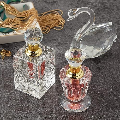 Okuna Outpost Crystal Refillable Perfume Bottle Set of 2 - Transparent Vintage Glass - Empty Vials for Fragrance & Essential Oils - Antique-Style Spray Containers - Image 2