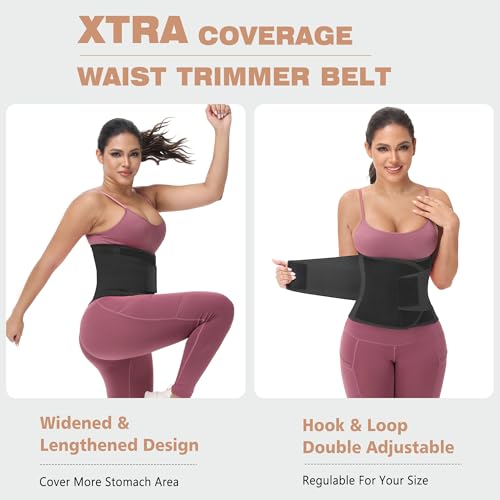 KOOCHY Waist Trainer Belt for Women-Waist Cincher Trimmer Weight Loss Belt-Tummy Control Slimming Body Shaper Belt (Z1-Black, Small) - Image 3