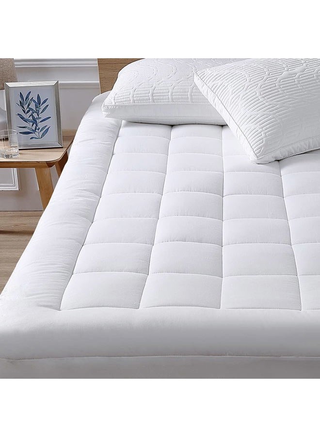 oaskys Full Mattress Pad Cover Pillow Top with Stretches to 18” Deep Pocket Fits Up to 8”-21” Cooling White Bed Topper (Down Alternative, Full Size) - Image 1