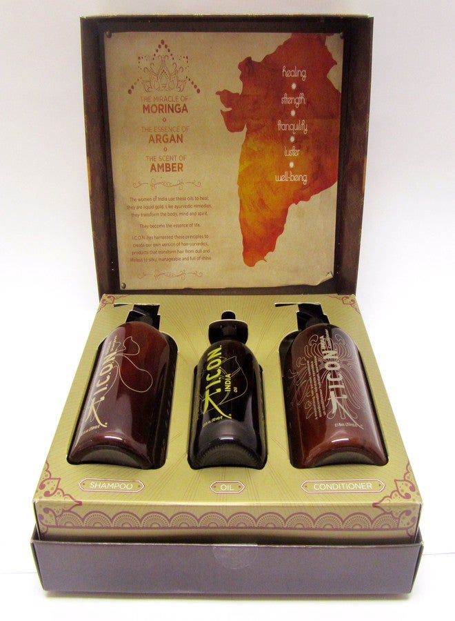 I.C.O.N. ICON INDIA Hair Care Trio Set(India-Oil, Shampoo, Conditioner) - Image 2