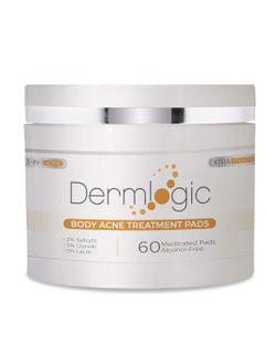 Dermlogic Acne Treatment Pads-Contains Glycolic, Lactic, Salicylic Acid. Eliminates Oily Skin, Clogged Pores & Cystic Breakouts. Removes Dark Spots, Whitehead & Blackhead Pimples for Face & Body.  - Image 1