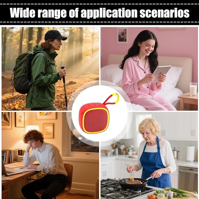 مكبر صوت خارجي مقاوم للماء باللون الأحمر مع مقبض، مدمج ومحمول للسفر وحفلات المسبح - Image 5