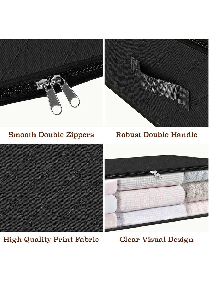 Arabest حقائب تخزين، تخزين الملابس، حاويات تخزين تحت السرير بمقابض متينة، صناديق تخزين كبيرة السعة، منظمات قابلة للطي لتخزين الملابس والفراش والألعاب (عبوة من 6 قطع باللون الأسود) - Image 3