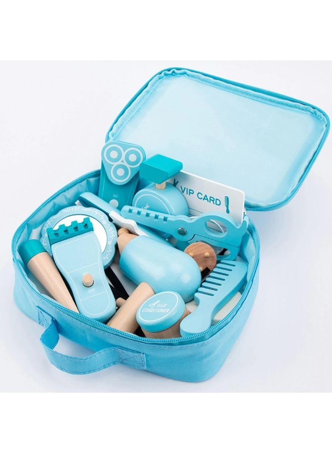 18Pcs Wood Hairdressing Beauty Salon Set, Makeup Toys Set Safe Simulation Haircut Makeup Pretend Play Toy for Kids - Image 2
