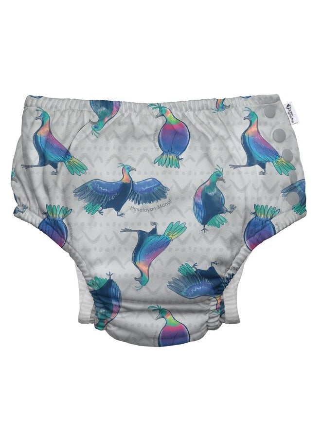 green sprouts i play. by green sprouts Reusable, Eco Snap Swim Diaper with Gussets, UPF 50, 3T, Gray Himalayan Monal - Biodiversity, Patented Design, STANDARD 100 by OEKO-TEX Certified  - Image 1
