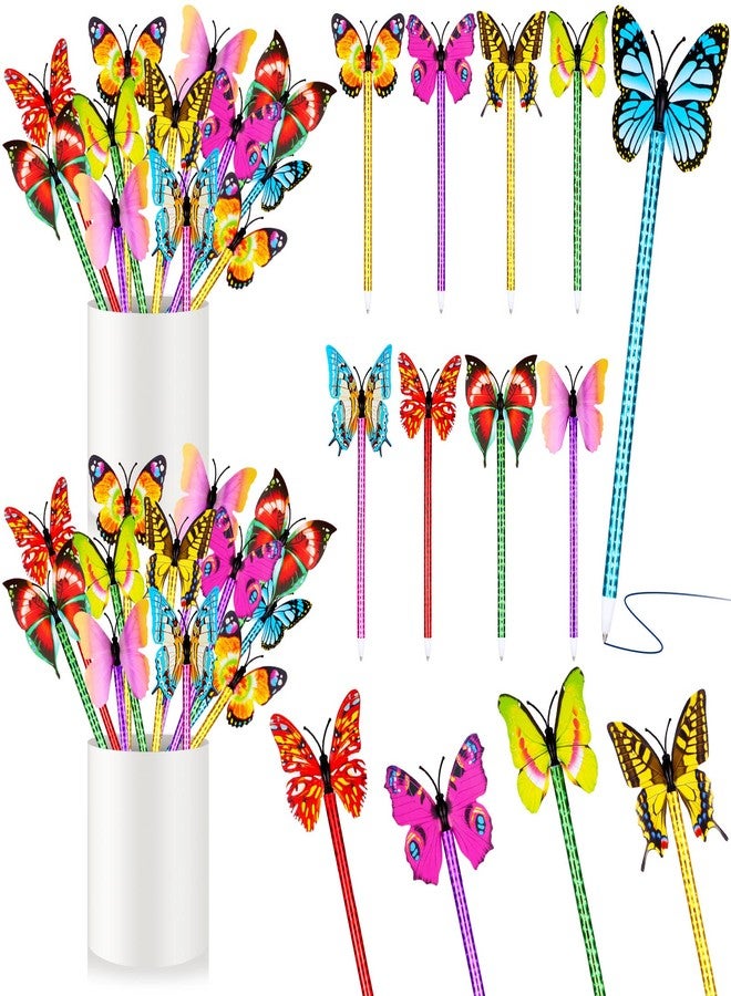 Spakon 36 Pcs Flower and Butterfly Pens Bulk Ballpoint Pens Butterfly Office Writing Supplies Floral Party Writing Pen Gifts for Home Classroom Teacher Student(Stylish Style) - Image 1