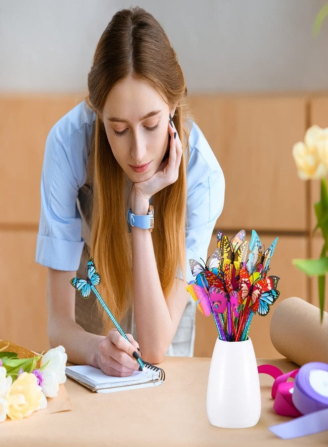 Spakon 36 Pcs Flower and Butterfly Pens Bulk Ballpoint Pens Butterfly Office Writing Supplies Floral Party Writing Pen Gifts for Home Classroom Teacher Student(Stylish Style) - Image 5