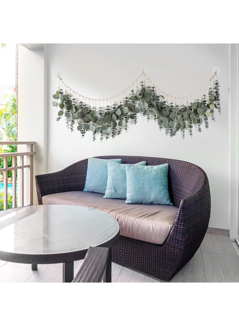Barakah ديكور حائط من الأوكاليبتوس، خيوط الأوكاليبتوس الاصطناعية المعلقة بأسلوب البوهيمية، أوراق خضراء زائفة واقعية لتزيين المنزل وغرفة النوم والمكتب والمطبخ والحفلات وحفلات الزفاف، بطول 67 بوصة (أخضر) - Image 5
