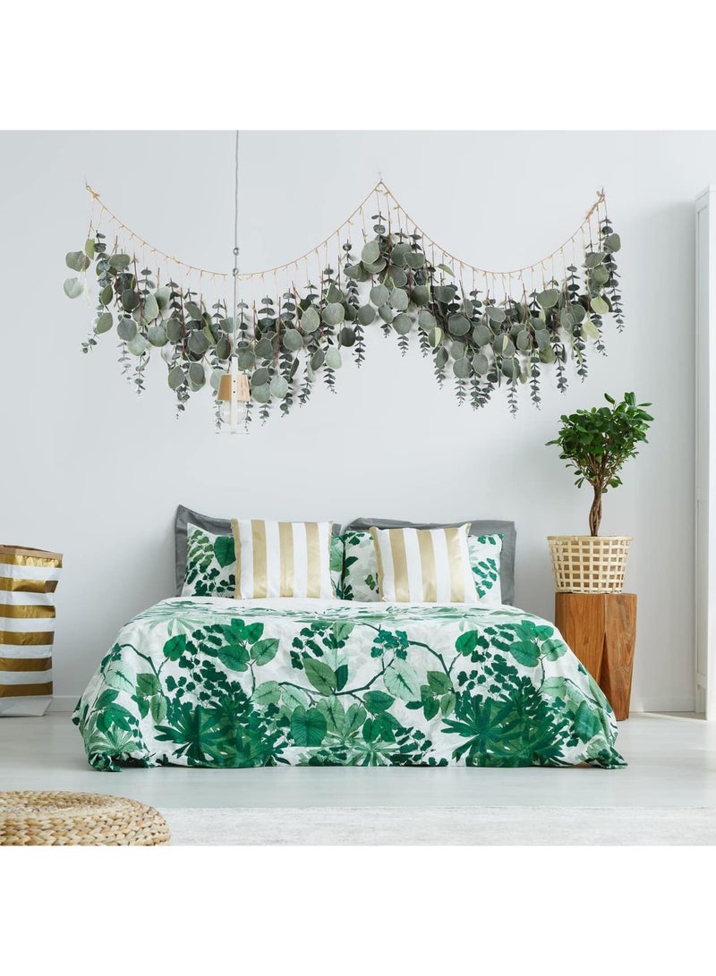 Barakah ديكور حائط من الأوكاليبتوس، خيوط الأوكاليبتوس الاصطناعية المعلقة بأسلوب البوهيمية، أوراق خضراء زائفة واقعية لتزيين المنزل وغرفة النوم والمكتب والمطبخ والحفلات وحفلات الزفاف، بطول 67 بوصة (أخضر) - Image 4