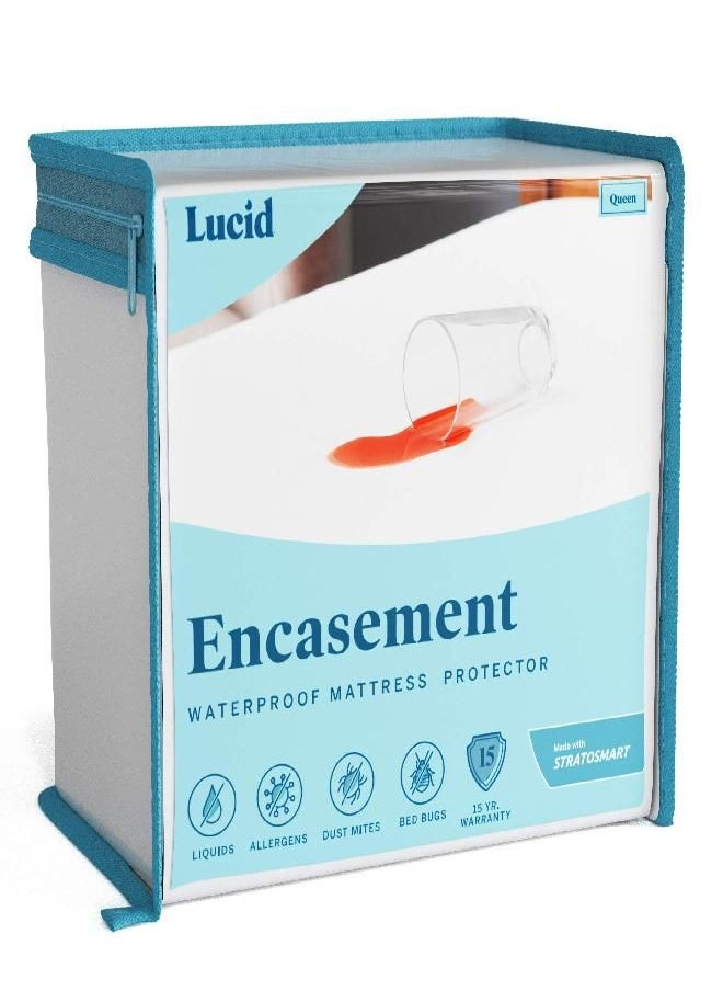 LUCID LUCID Encasement Mattress Protector - Completely Surrounds Mattress for Waterproof Protection, White, Twin XL  - Image 1