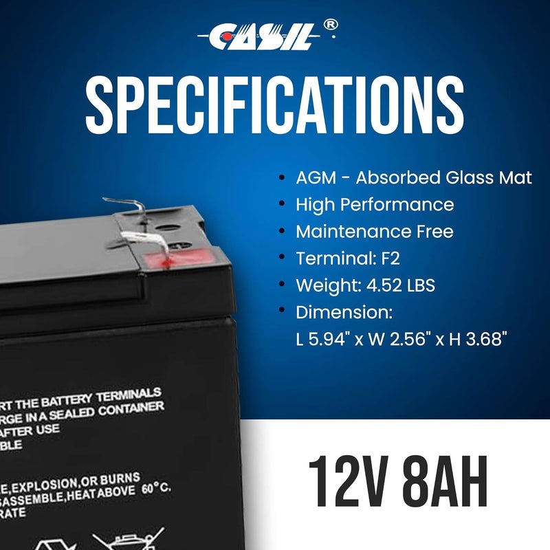 Casil 12v 8ah Battery for APC Back-UPS ES 750 – Compatible with BE750G, Smart UPS 750, SMT750, SUA750 – 12V SLA Battery for UPS ES 750 Backup Power Supply - Image 5