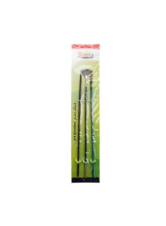 Donia Box of 12 Pack Professional Artist Paint Brush Set (Pack of 3 Brushes), Dozen Pack, Assorted Sizes for Acrylic Watercolor Oil Painting - Image 1