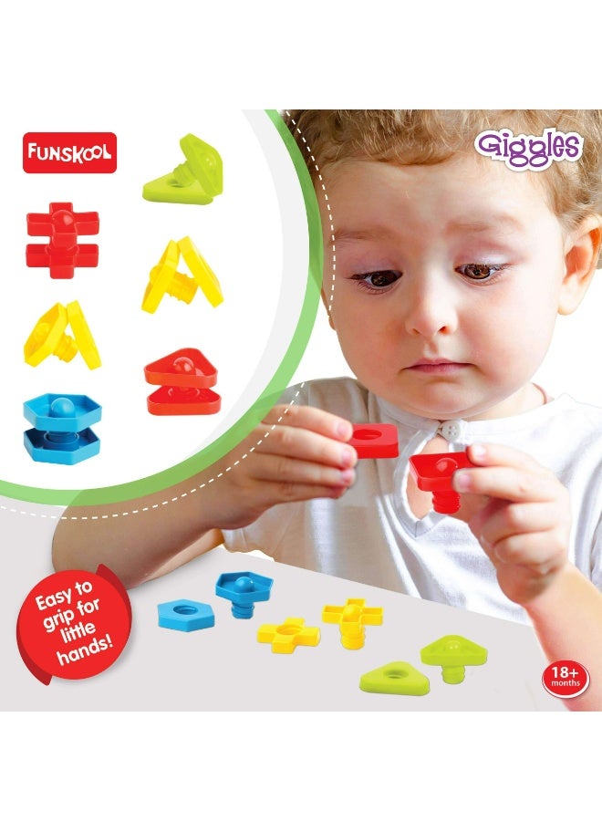 Funskool Nuts & Bolts Matching Game 24pcs | Shape & Color Sorting Toy for Kids | Fine Motor Skills & Hand-Eye Coordination Learning Set - Image 2