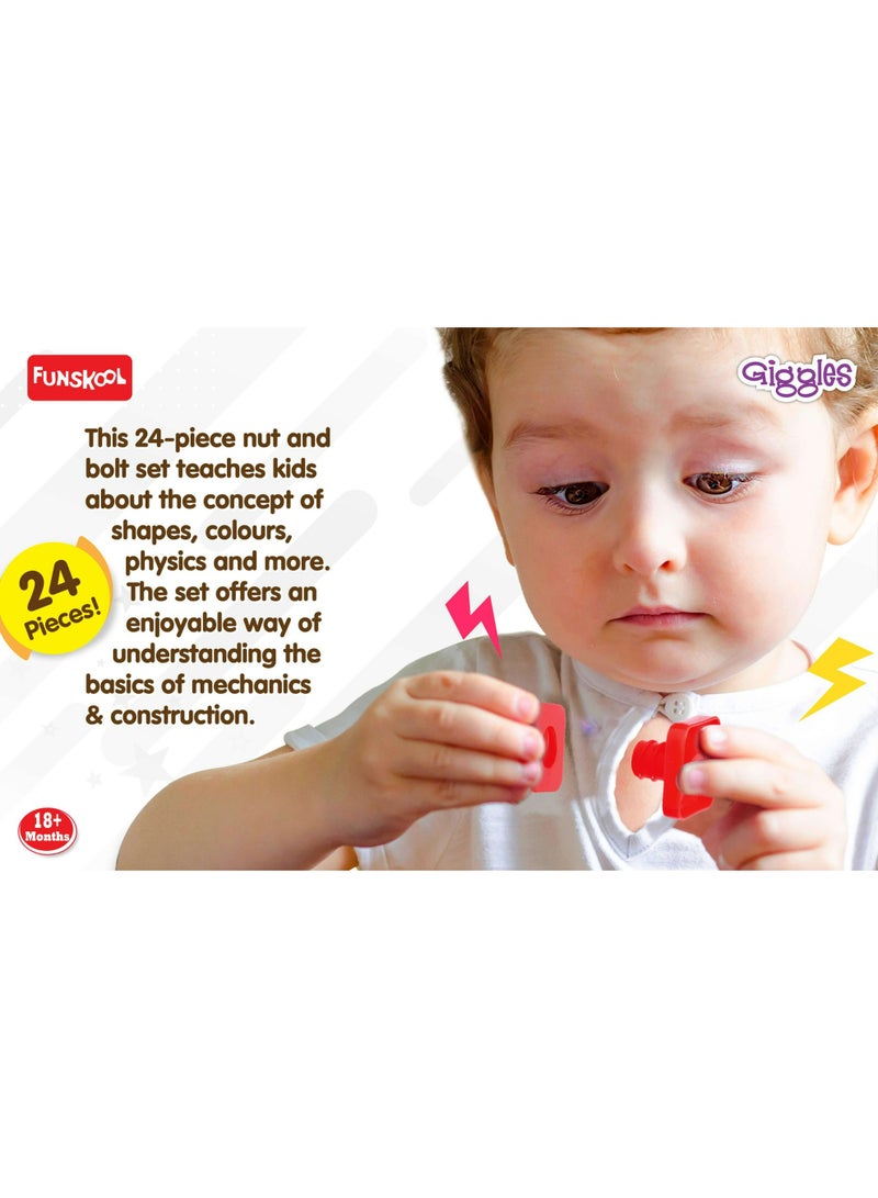 Funskool Nuts & Bolts Matching Game 24pcs | Shape & Color Sorting Toy for Kids | Fine Motor Skills & Hand-Eye Coordination Learning Set - Image 5