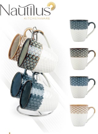 Mug Set with stand 4pcs