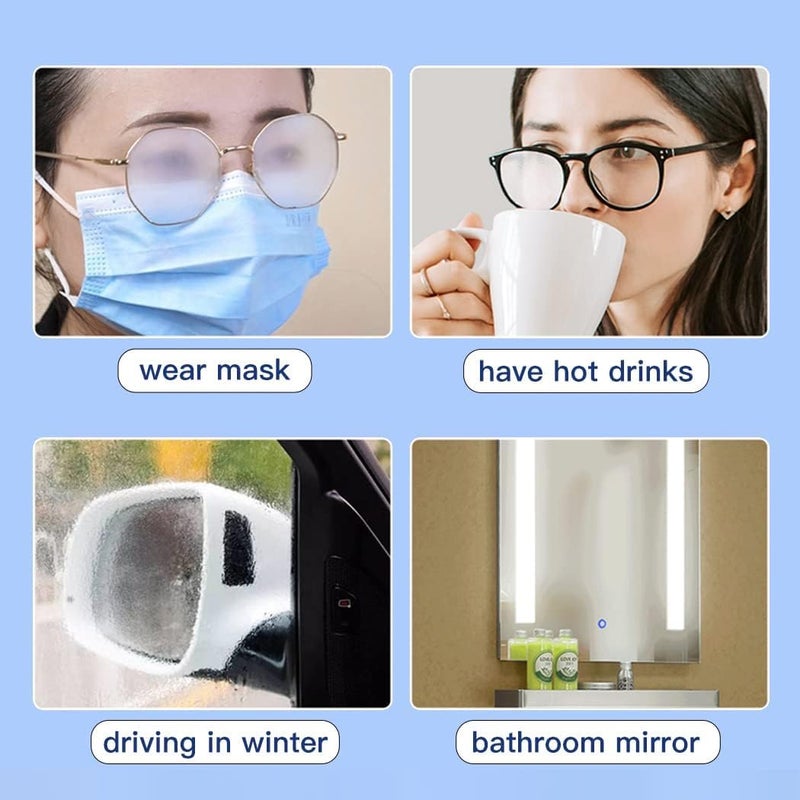 Anti Fog & Anti-Steam Wipes for Glasses, Mirrors and Camera Lenses Effective for 24 Hours - Pack of 100 Wipes - Image 1