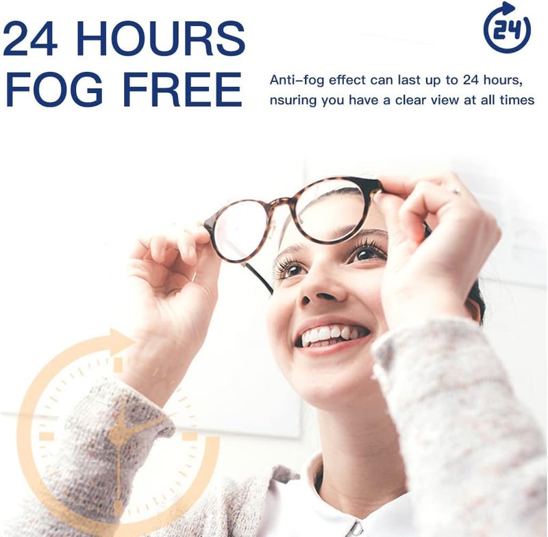 Anti Fog & Anti-Steam Wipes for Glasses, Mirrors and Camera Lenses Effective for 24 Hours - Pack of 100 Wipes - Image 2