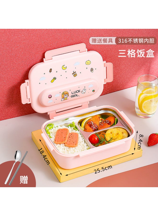 316 Stainless Steel Insulated Lunch Box For Students Cute Compartment Lunch Box For Office Workers Portable Plate Lunch Box