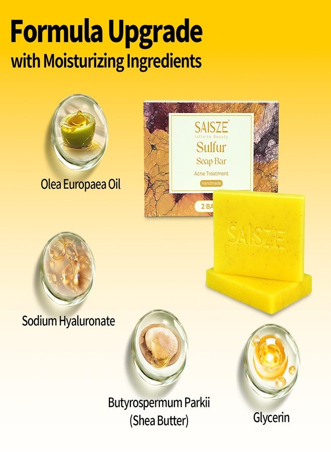 SAISZE Natural Sulfur Soap for Acne and Blackheads, Sulfur Face Wash Bar Keeps Pores Cleaner, Organic Sulphur Soap Bar Helps Oily Skin and Blemishes, 4 Ounce (Pack of 2) - Image 3