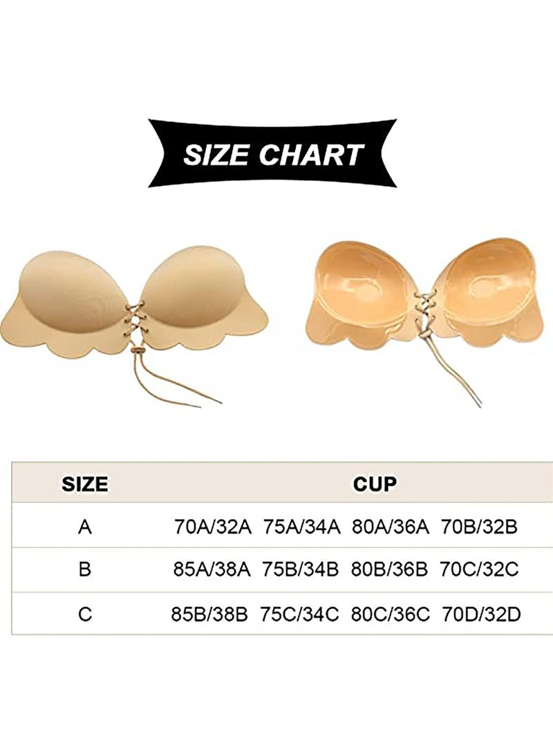 SYOSI Invisible Adhesive Strapless Bra Strapless Push Up Bra Backless Stick ON Bra Silicone Self-Adhesive Bra Sticky Push Up Silicone Bra with Drawstring for Swimsuit Women - Image 2