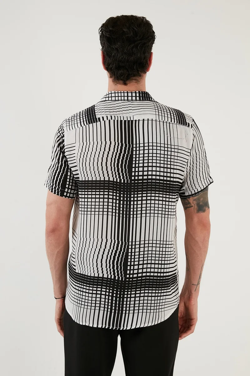Buratti Short Sleeve Patchwork Collar Patterned Shirt Men's Shirt CF21S114293
