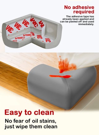 Baybee 10 PCs Baby Safety Corner Guards, Baby Proofing Corner Guards - 3mm Pre-Taped Corner Protectors -Child Safety Edge Cushion Guards for Sharp Edges Protector of Furniture Grey - view 3