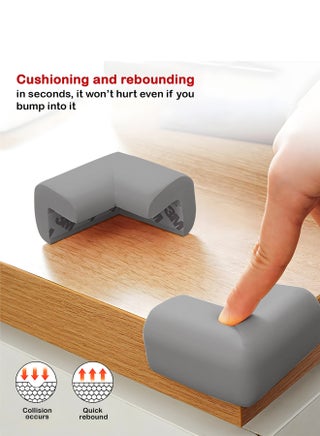 Baybee 10 PCs Baby Safety Corner Guards, Baby Proofing Corner Guards - 3mm Pre-Taped Corner Protectors -Child Safety Edge Cushion Guards for Sharp Edges Protector of Furniture Grey - view 2