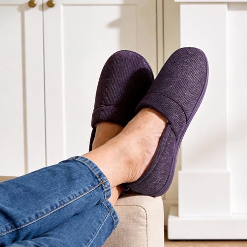 HomeTop Women's Lightweight Waffle Slippers with Memory Foam Indoor House Shoes Cloudy Lilac,9 US - Image 2