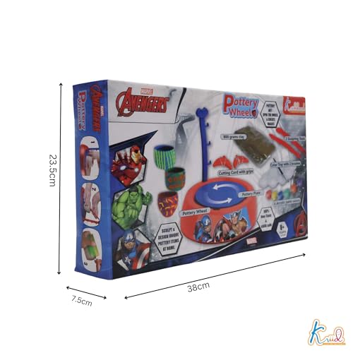 Kriiddaank Marvel Avengers Theme Pottery Wheel - Superhero Clay Art & Craft Kit for Kids 8+ | DIY Pottery Studio with 800g Clay, Paints & Tools |Educational & Creative Birthday Gift | Non-Toxic & Safe - Image 3
