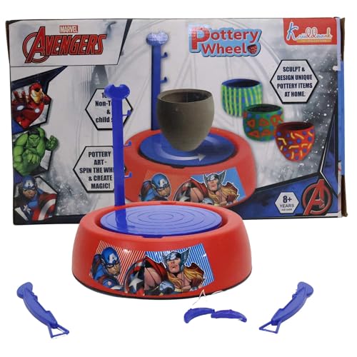 Kriiddaank Marvel Avengers Theme Pottery Wheel - Superhero Clay Art & Craft Kit for Kids 8+ | DIY Pottery Studio with 800g Clay, Paints & Tools |Educational & Creative Birthday Gift | Non-Toxic & Safe - Image 1