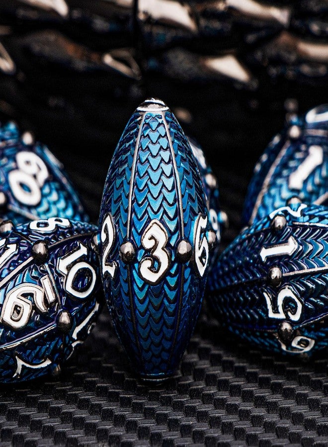 ARUOHHA DND Metal Dice Black Blue Dragons Egg Dice with Rotating Dragon Egg Shell, Compatible with D&D RPG Role Playing Game, Dungeons Polyhedral D and D Dice Set D20 D12 D10 D8 D6 D4 - Image 4