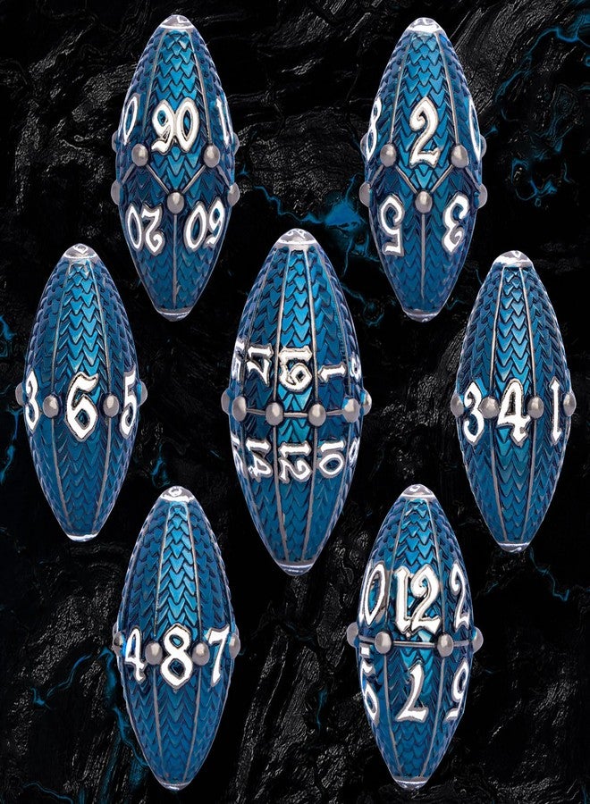 ARUOHHA DND Metal Dice Black Blue Dragons Egg Dice with Rotating Dragon Egg Shell, Compatible with D&D RPG Role Playing Game, Dungeons Polyhedral D and D Dice Set D20 D12 D10 D8 D6 D4 - Image 2