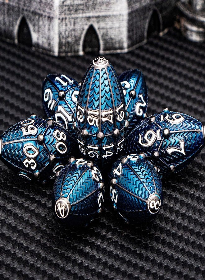 ARUOHHA DND Metal Dice Black Blue Dragons Egg Dice with Rotating Dragon Egg Shell, Compatible with D&D RPG Role Playing Game, Dungeons Polyhedral D and D Dice Set D20 D12 D10 D8 D6 D4 - Image 5